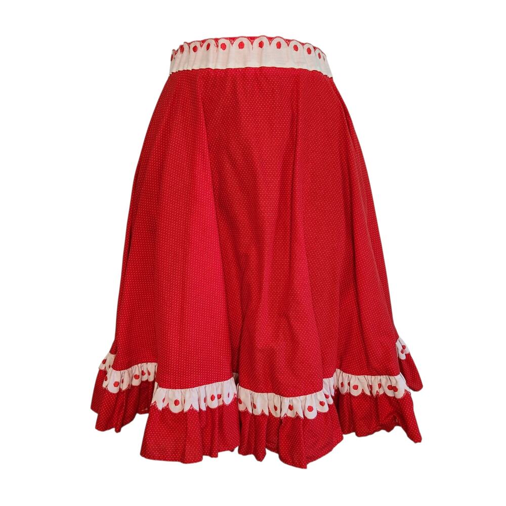 VINTAGE handmade square dance skirt red and white polka dot